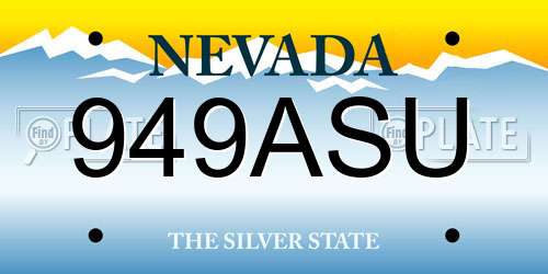 949ASU Nevada License Plate