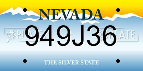 949J36 Nevada License Plate
