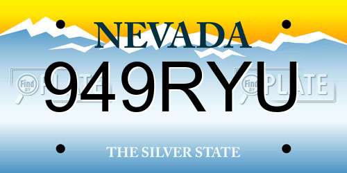 949RYU Nevada License Plate