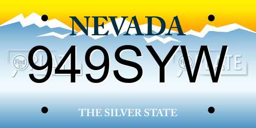 949SYW Nevada License Plate