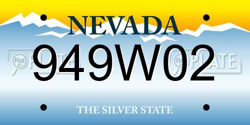 949W02 Nevada License Plate
