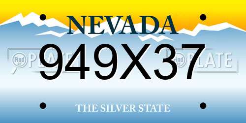 949X37 Nevada License Plate