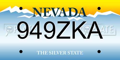 949ZKA Nevada License Plate