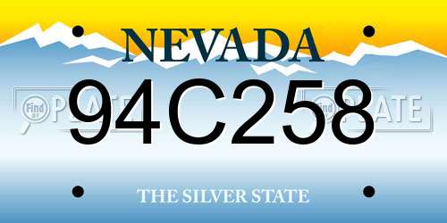 94C258 Nevada License Plate