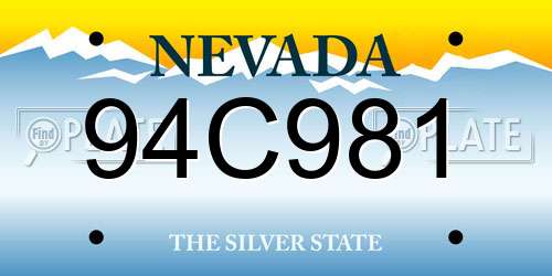 94C981 Nevada License Plate