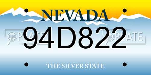 94D822 Nevada License Plate