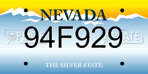 94F929 Nevada License Plate