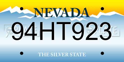 94HT923 Nevada License Plate