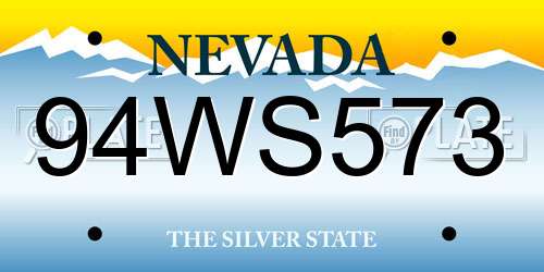 94WS573 Nevada License Plate