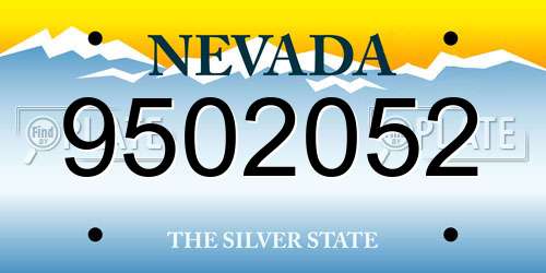 9502052 Nevada License Plate