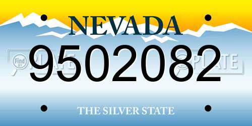 9502082 Nevada License Plate