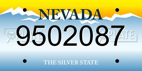 9502087 Nevada License Plate
