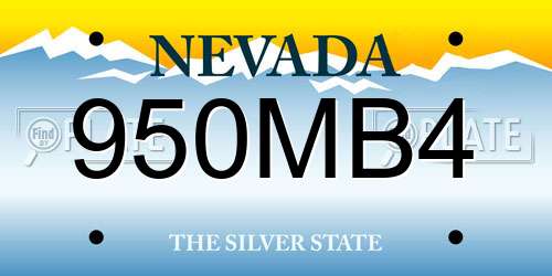 950MB4 Nevada License Plate