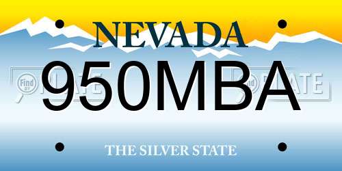 950MBA Nevada License Plate