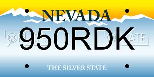 950RDK Nevada License Plate