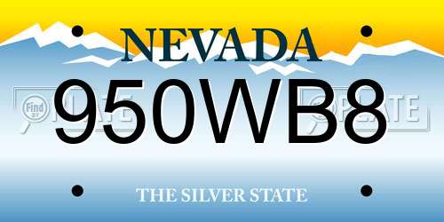 950WB8 Nevada License Plate