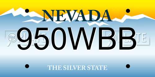 950WBB Nevada License Plate