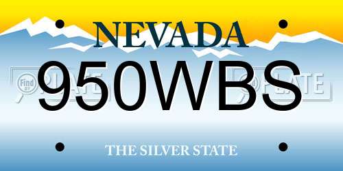 950WBS Nevada License Plate