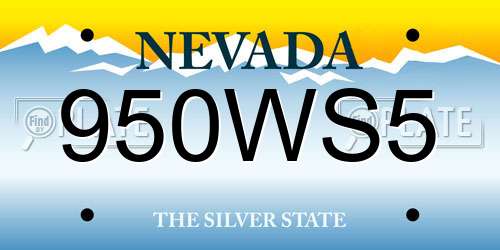 950WS5 Nevada License Plate