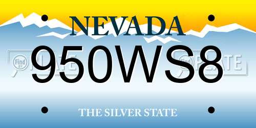 950WS8 Nevada License Plate
