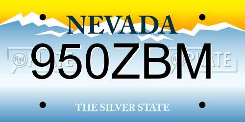 950ZBM Nevada License Plate