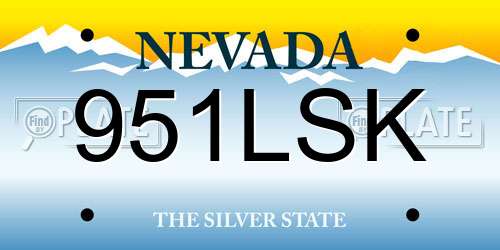 951LSK Nevada License Plate