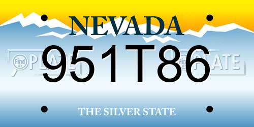951T86 Nevada License Plate