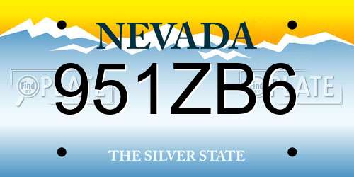951ZB6 Nevada License Plate