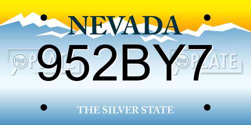 952BY7 Nevada License Plate