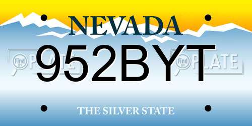 952BYT Nevada License Plate