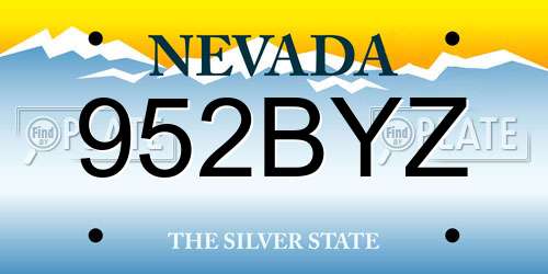 952BYZ Nevada License Plate