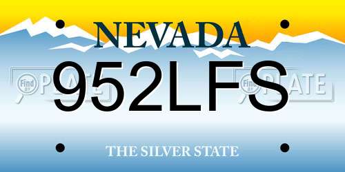 952LFS Nevada License Plate