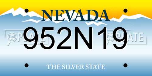 952N19 Nevada License Plate