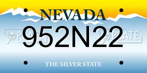 952N22 Nevada License Plate