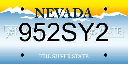 952SY2 Nevada License Plate