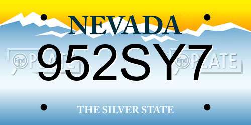 952SY7 Nevada License Plate