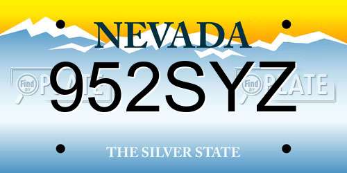952SYZ Nevada License Plate