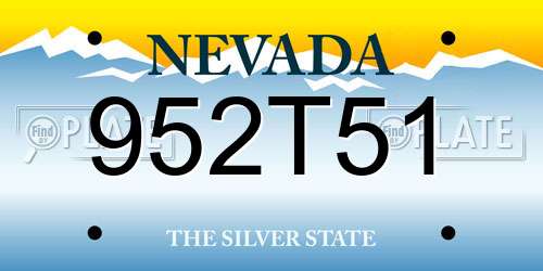 952T51 Nevada License Plate