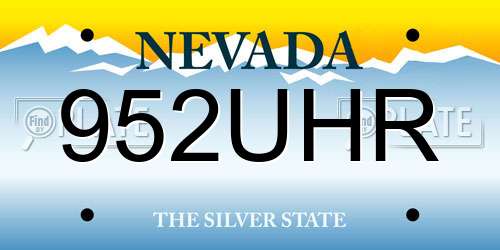 952UHR Nevada License Plate