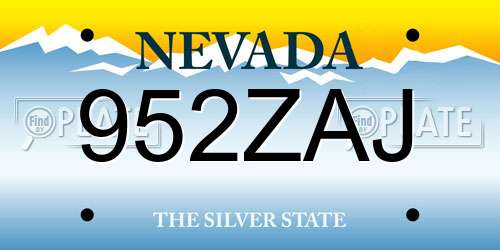 952ZAJ Nevada License Plate