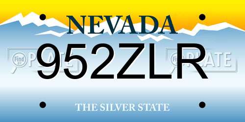 952ZLR Nevada License Plate