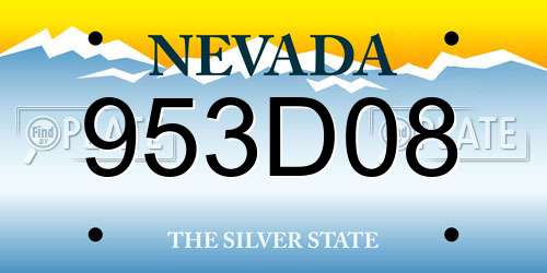 953D08 Nevada License Plate