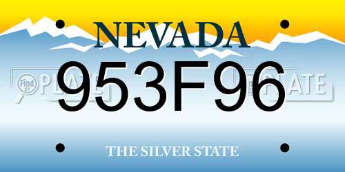953F96 Nevada License Plate