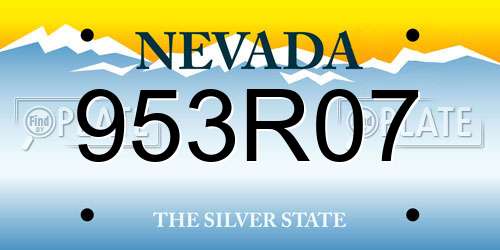 953R07 Nevada License Plate