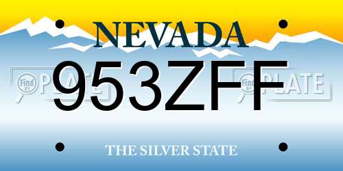 953ZFF Nevada License Plate