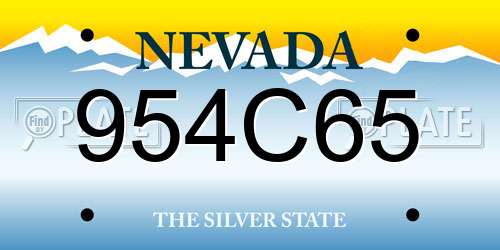 954C65 Nevada License Plate