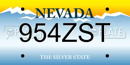 954ZST Nevada License Plate