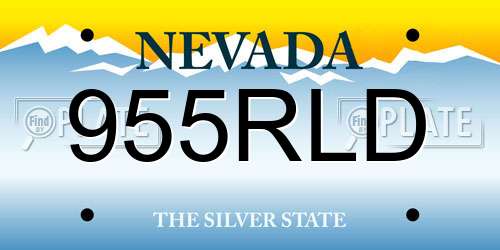 955RLD Nevada License Plate