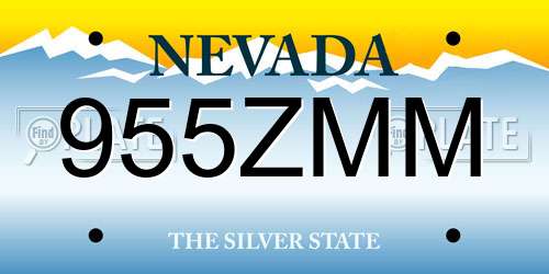 955ZMM Nevada License Plate