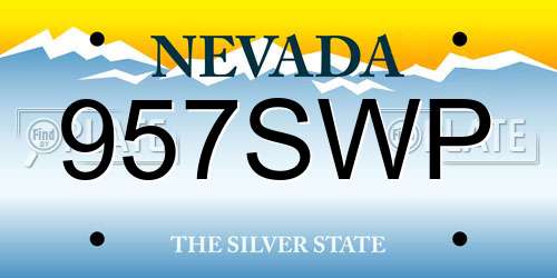 957SWP Nevada License Plate